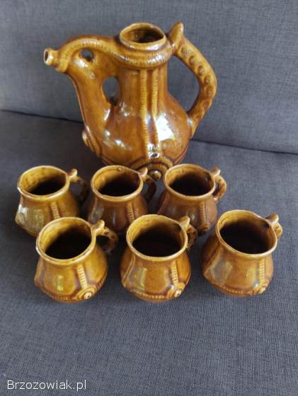 Serwis porcelitowy ceramika PRL zestaw dzbanek filiżanki kubeczki retro vintage.