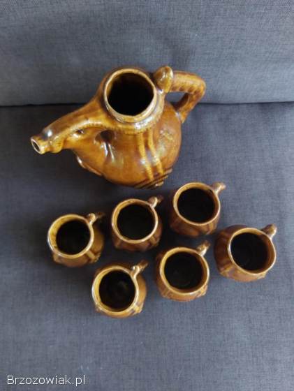 Serwis porcelitowy ceramika PRL zestaw dzbanek filiżanki kubeczki retro vintage.