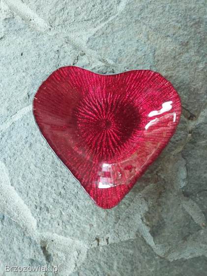 Talerze talerzyki czerwone serce tureckie szkło Akcam Heart Plates 4 sztuki.