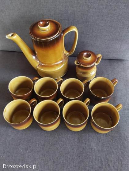 Serwis kawowy Ania z Tułowic zestaw dzbanek mlecznik kubeczki PRL vintage.