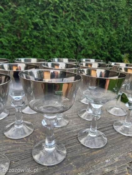 Duże kieliszki pucharki vintage platyna Krosno.