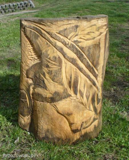 Duża płaskorzeźba GÓRAL Z FAJKĄ,  rzeźba -  Besko