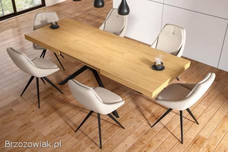 Stół do salonu -  dąb naturany,  noga pająk,  Krzesło obrotowe -  kolory.