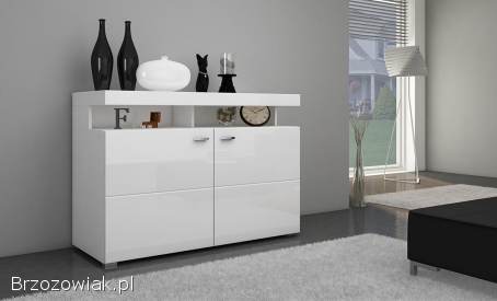 Komoda biała na wysoki połysk Paris